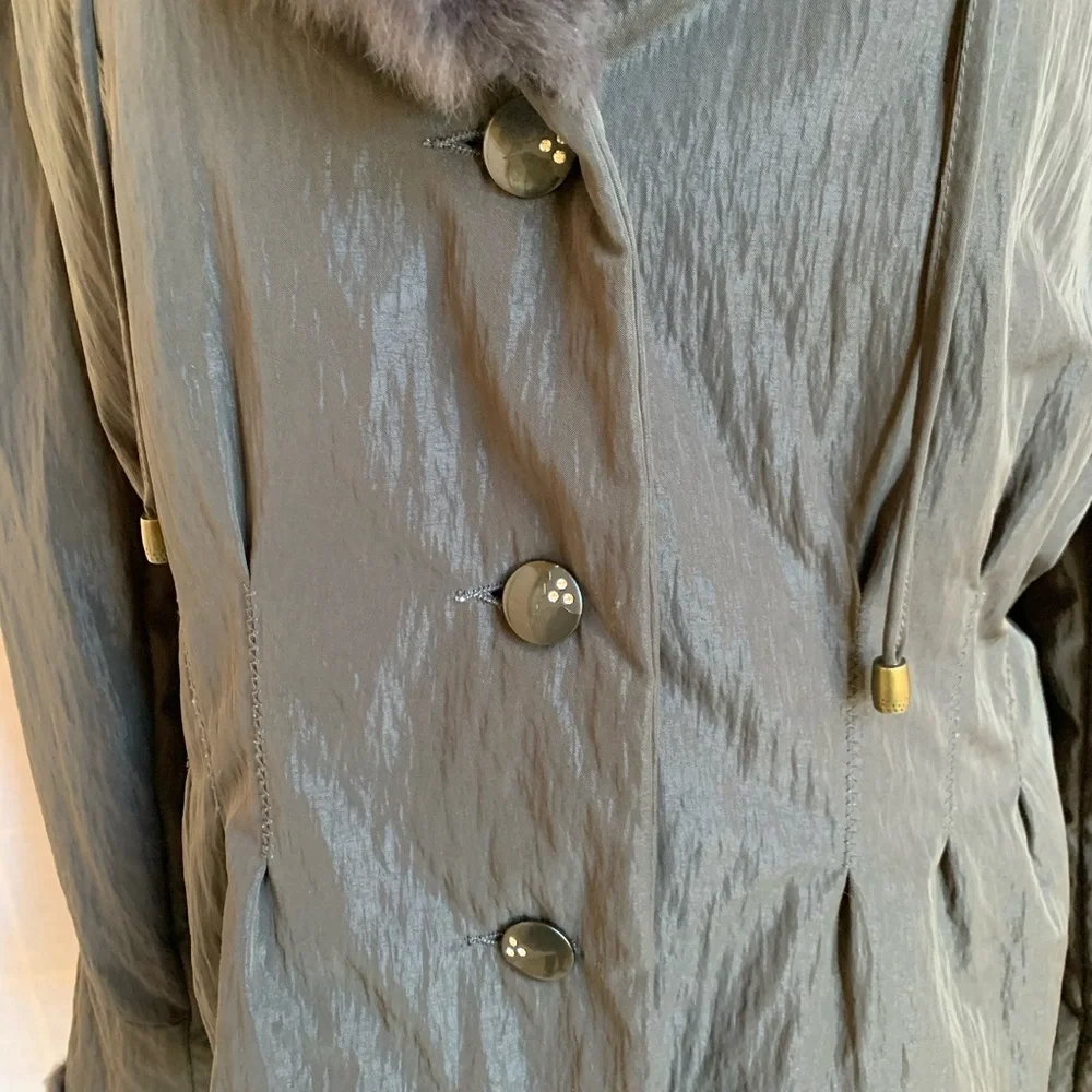 Autunno Jacket Coat with Rex Fur Trim Size M - Picture 3 of 8